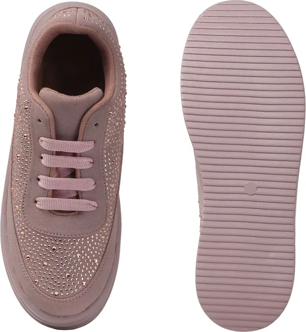 Peach_Synthetic_Leather_Casual_Lace_Up_Sneakers_For_Women