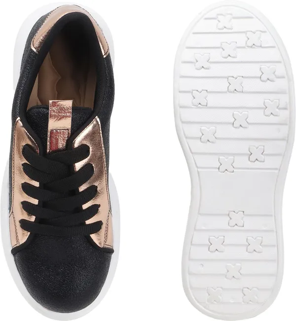 Black_Synthetic_Leather_Sneakers_For_Women