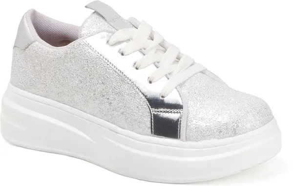 White_Synthetic_Leather_Sneakers_For_Women