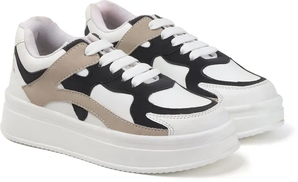 White_Synthetic_Leather_Sneakers_For_Women