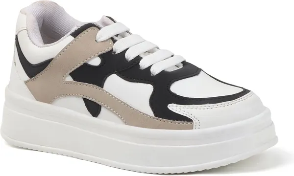 White_Synthetic_Leather_Sneakers_For_Women