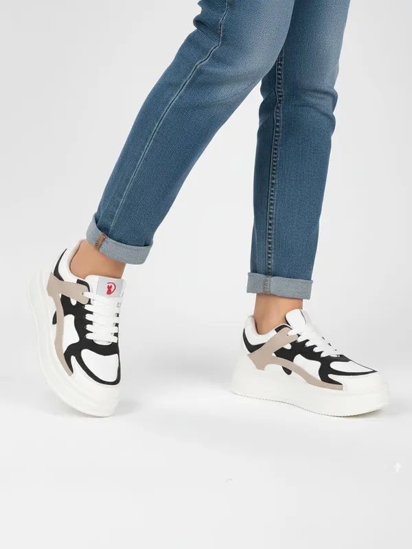 White_Synthetic_Leather_Sneakers_For_Women