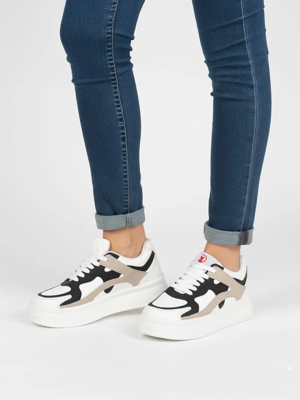 White_Synthetic_Leather_Sneakers_For_Women
