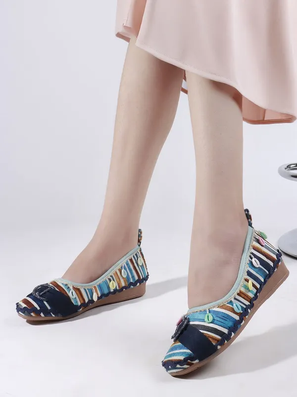 Blue_Fabric_Flats_For_Women