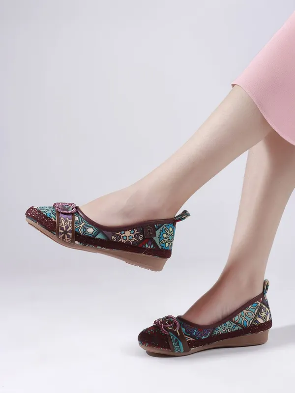 Brown_Fabric_Flats_For_Women