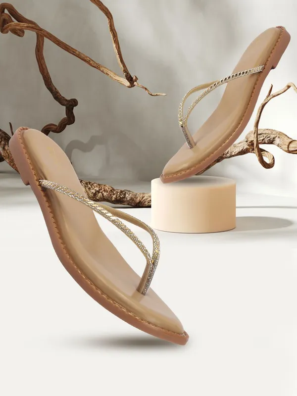 Beige_Synthetic_Leather_Flats_For_Women