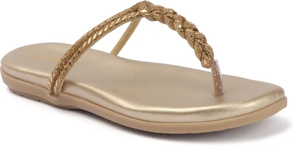 Gold_Synthetic_Leather_Flats_For_Women