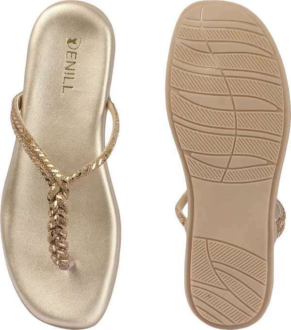 Gold_Synthetic_Leather_Flats_For_Women
