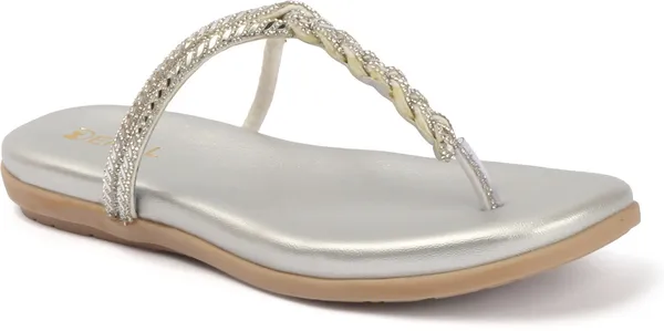Silver_Synthetic_Leather_Flats_For_Women