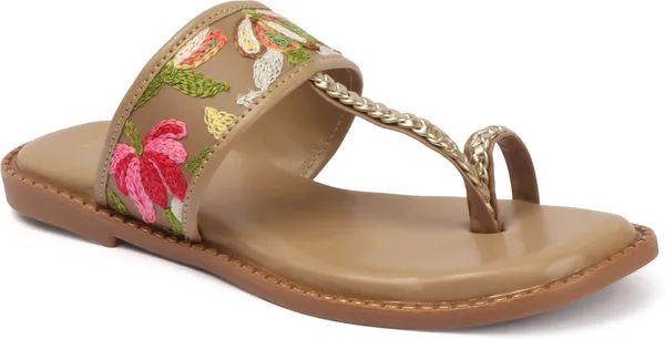 Beige_Synthetic_Leather_Flats_For_Women