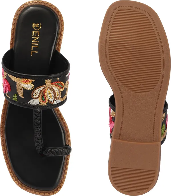 Black_Synthetic_Leather_Flats_For_Women
