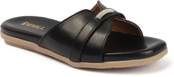 Black_Synthetic_Leather_Flats_For_Women
