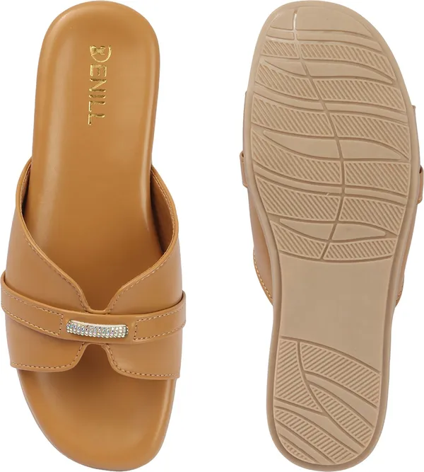 Camel_Synthetic_Leather_Flats_For_Women