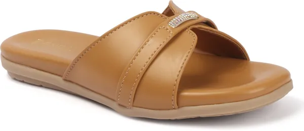 Camel_Synthetic_Leather_Flats_For_Women