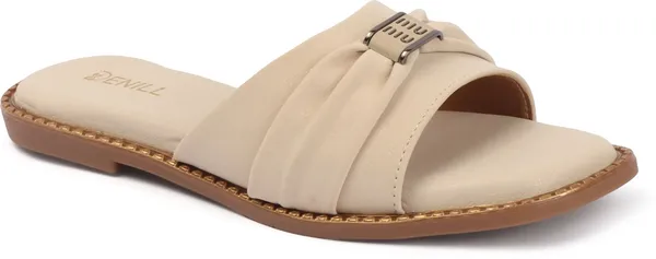 Beige_Synthetic_Leather_Flats_For_Women
