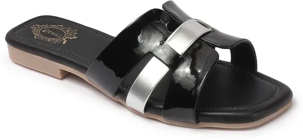 Black_Synthetic_Leather_Flats_For_Women