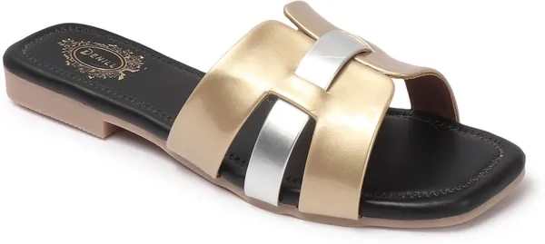 Gold_Synthetic_Leather_Flats_For_Women
