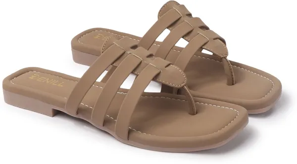 Beige_Synthetic_Leather_Flats_For_Women