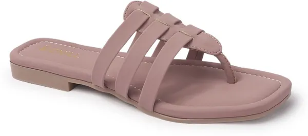 Pink_Synthetic_Leather_Flats_For_Women