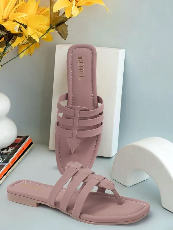Pink_Synthetic_Leather_Flats_For_Women