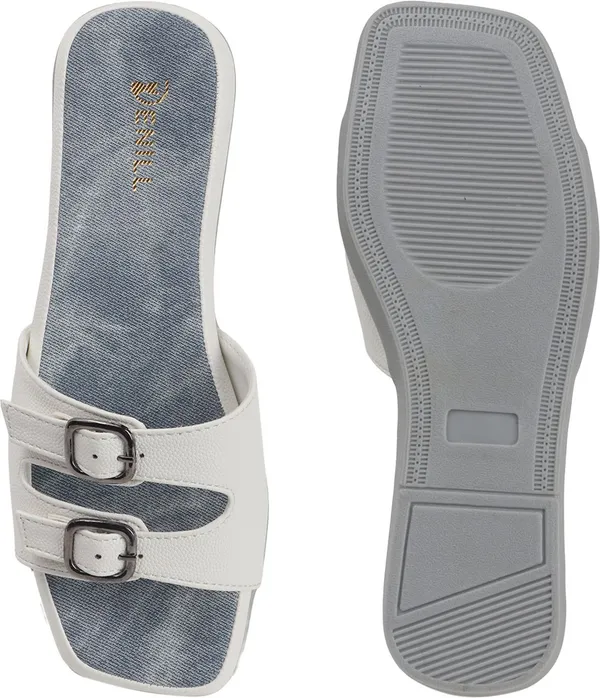 White_Synthetic_Leather_Flats_For_Women