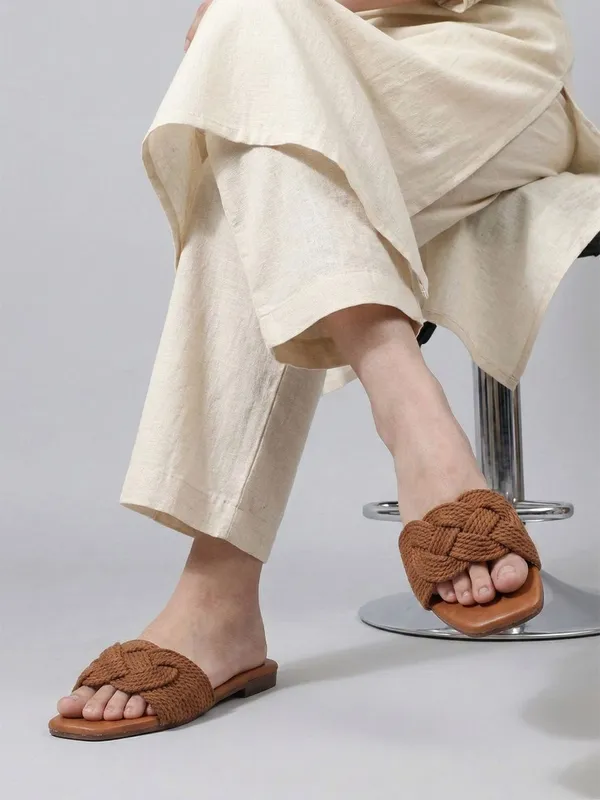 Brown_Fabric_Flats_For_Women