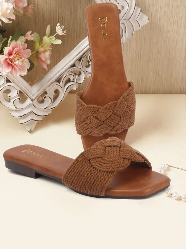 Brown_Fabric_Flats_For_Women