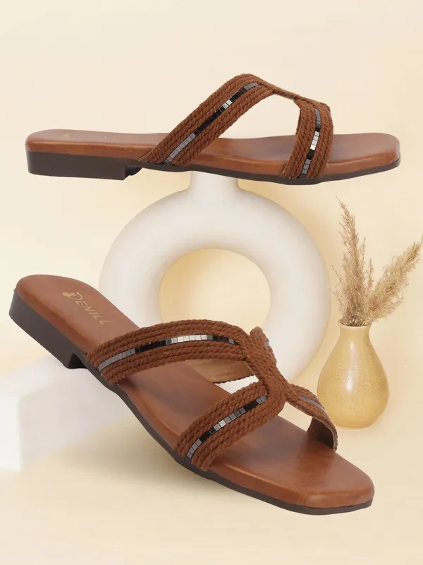 Brown_Fabric_Flats_For_Women