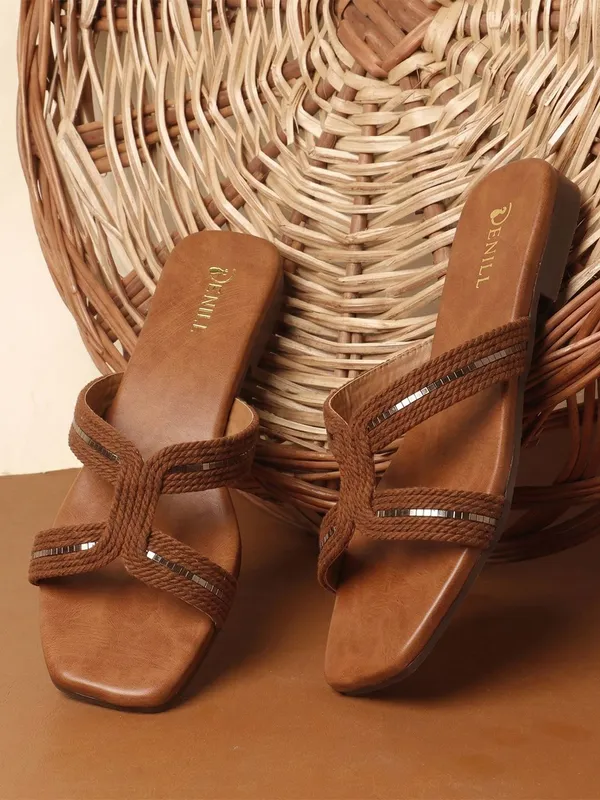 Brown_Fabric_Flats_For_Women