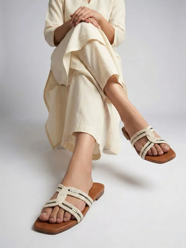 White_Fabric_Flats_For_Women