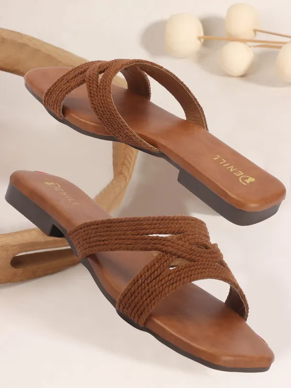 Brown_Fabric_Flats_For_Women