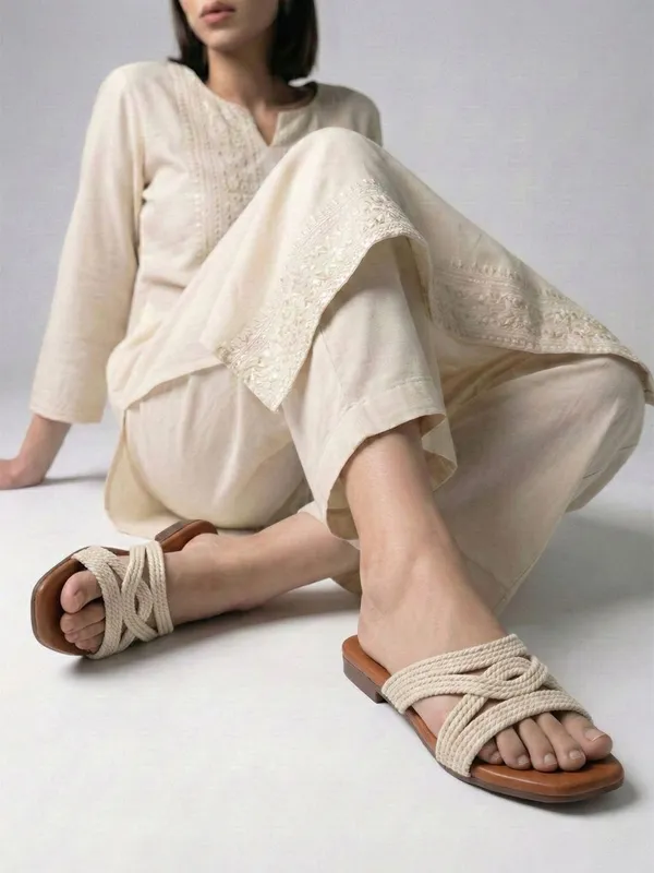 White_Fabric_Flats_For_Women