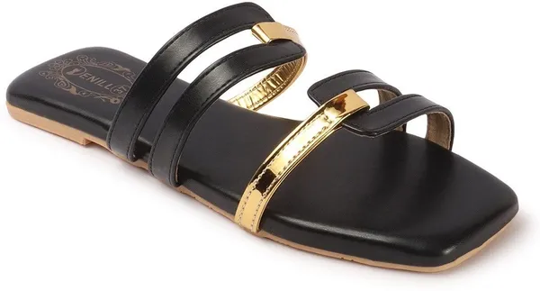 Black_Synthetic_Leather_Flats_For_Women