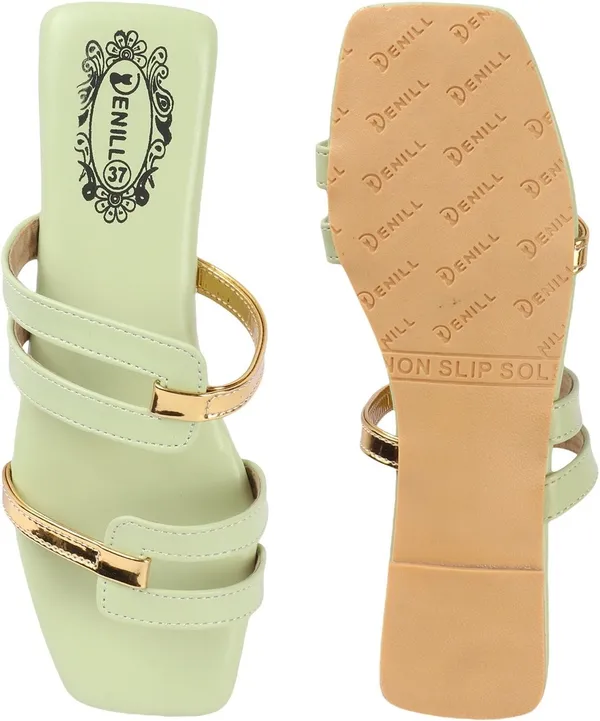 Green_Synthetic_Leather_Flats_For_Women