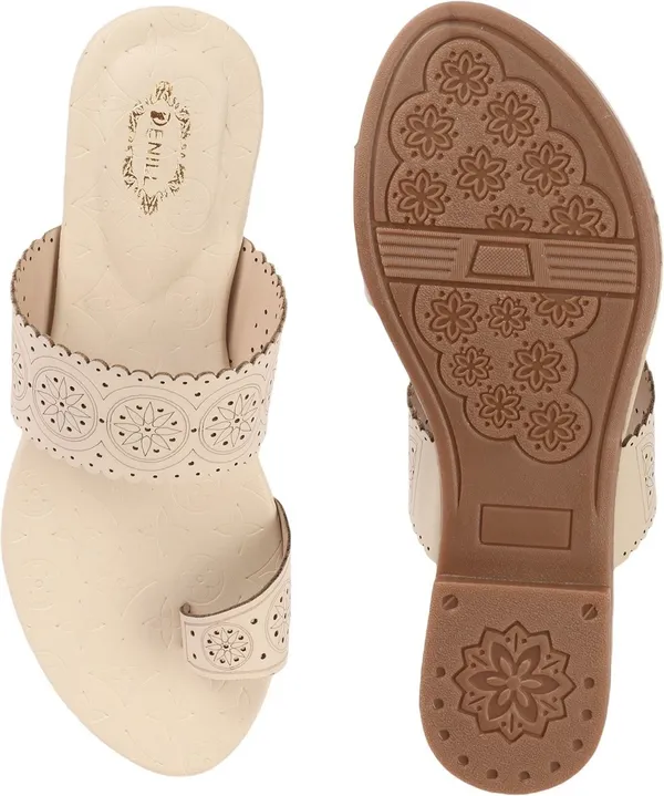 Beige_Synthetic_Leather_Flats_For_Women