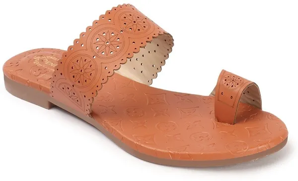 Tan_Synthetic_Leather_Flats_For_Women