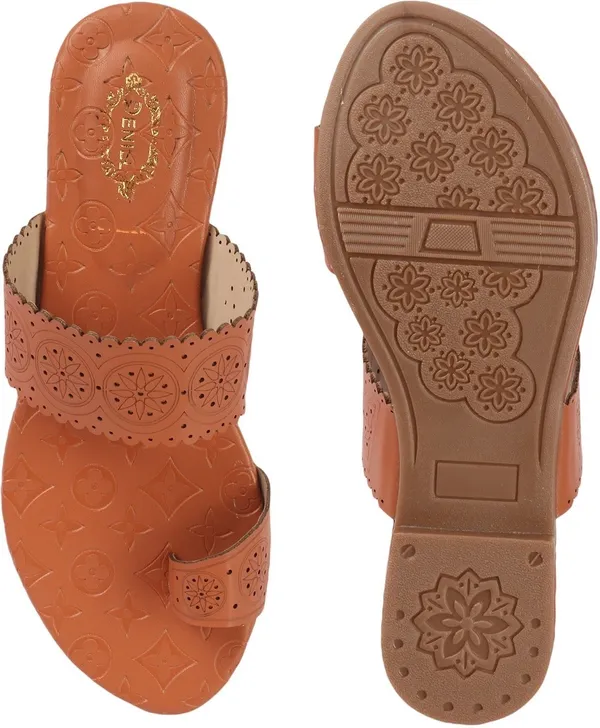 Tan_Synthetic_Leather_Flats_For_Women