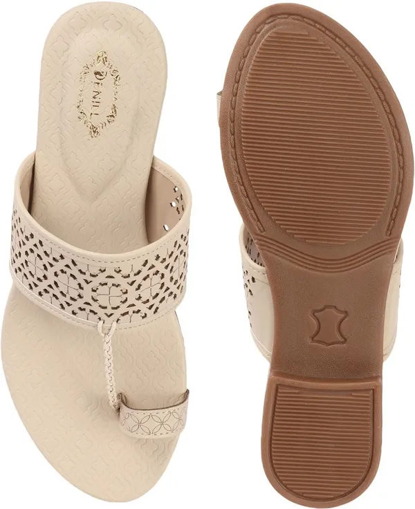Beige_Synthetic_Leather_Flats_For_Women