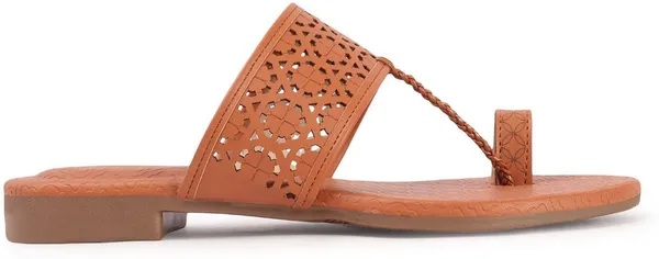 Tan_Synthetic_Leather_Flats_For_Women