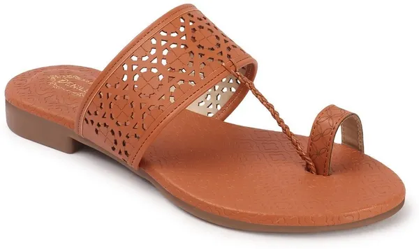Tan_Synthetic_Leather_Flats_For_Women