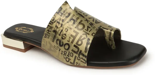 Gold_And_Black_Synthetic_Flats_For_Women