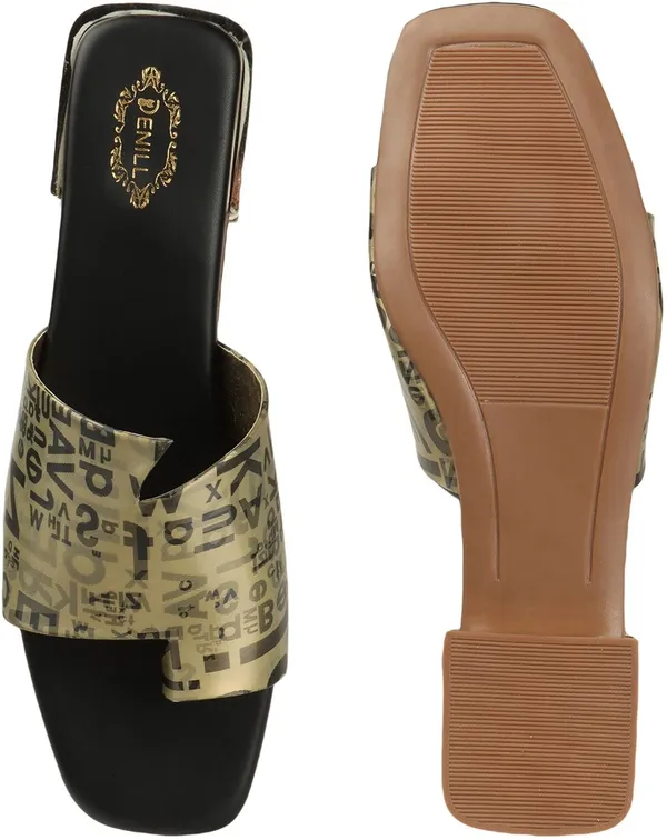 Gold_And_Black_Synthetic_Flats_For_Women