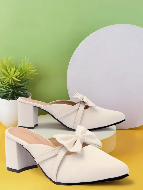 Beige_Synthetic_Leather_Heels_For_Women