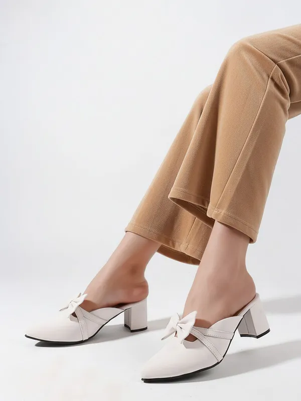 Beige_Synthetic_Leather_Heels_For_Women