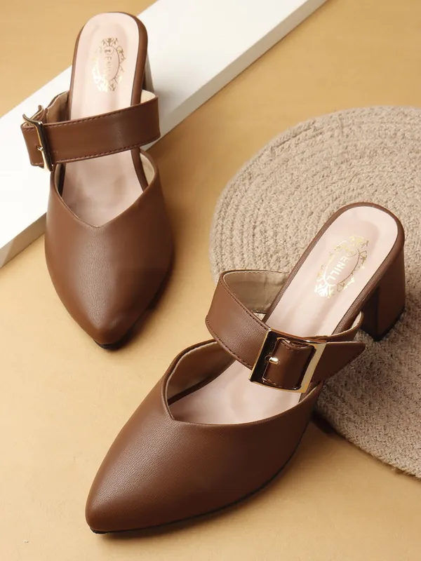 Brown_Synthetic_Leather_Heels_For_Women