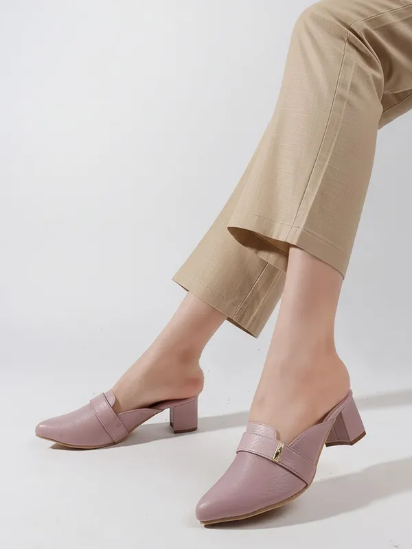 Pink_Synthetic_Leather_Heels_For_Women
