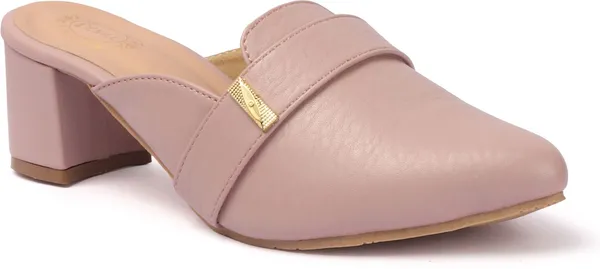 Pink_Synthetic_Leather_Heels_For_Women