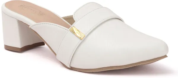 White_Synthetic_Leather_Heels_For_Women