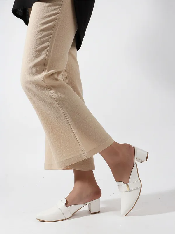 White_Synthetic_Leather_Heels_For_Women