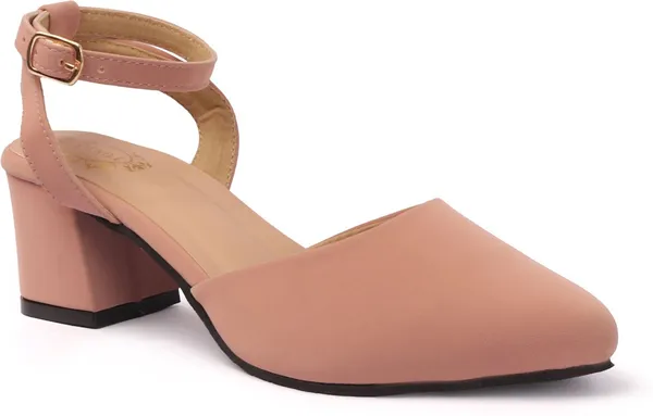 Pink_Synthetic_Leather_Heels_For_Women